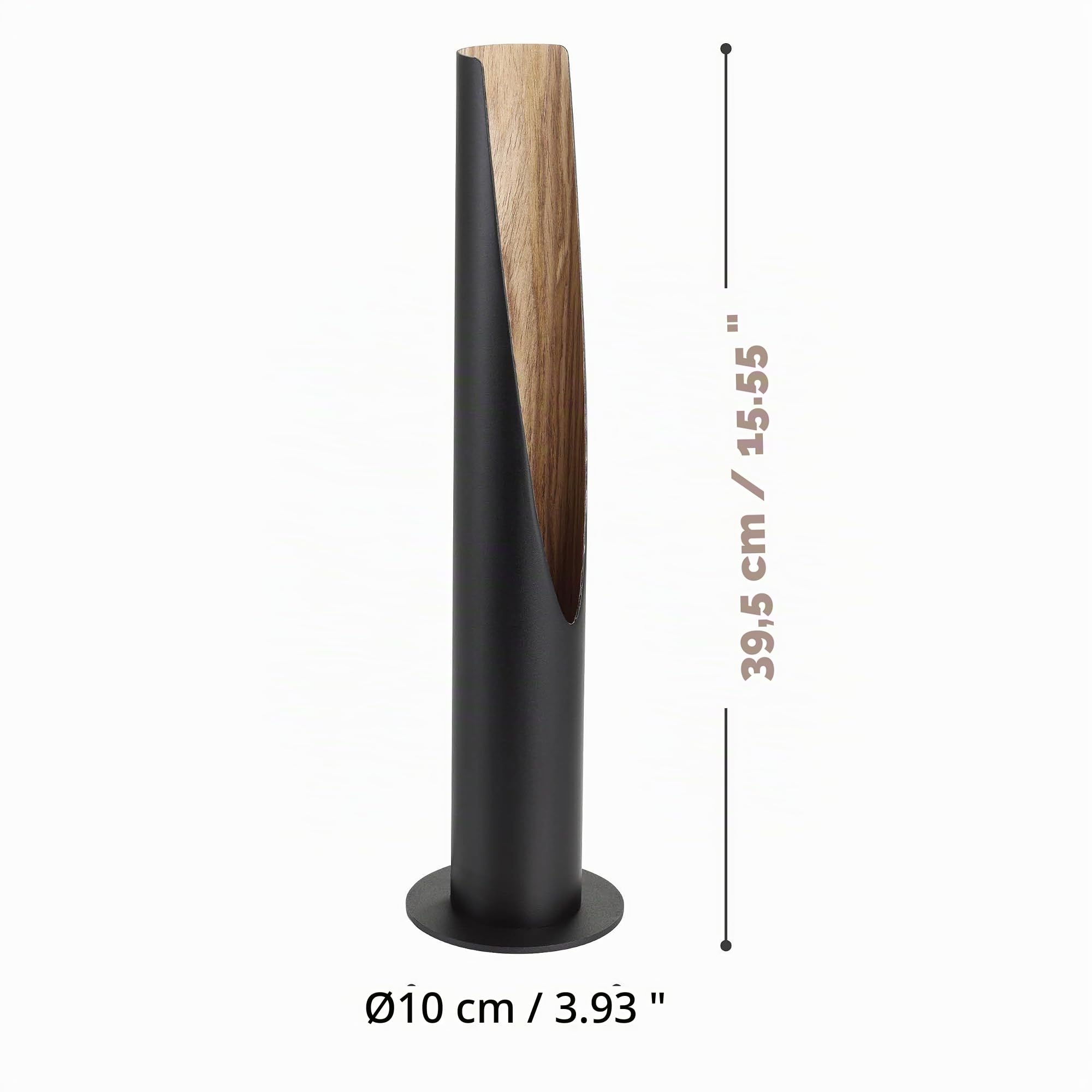 Eglo Barbotto Lámpara de mesa, iluminación indirecta, lámpara de salón | de metal negro y madera de roble, lámpara decorativa con bombilla GU10, 40 cm, blanco cálido