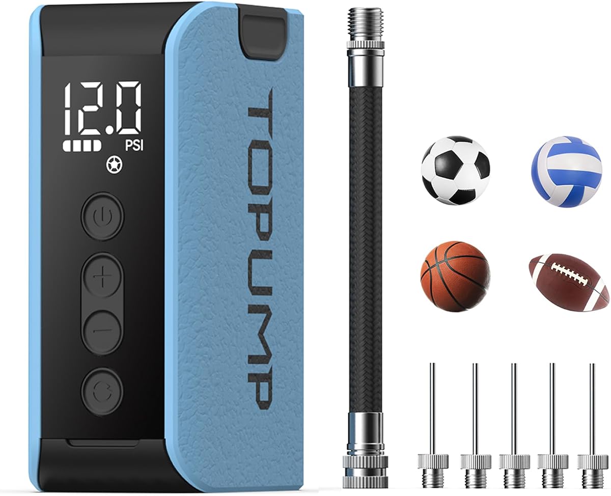 Bomba de pelota eléctrica con inflado y desinflado, bomba de pelota recargable portátil con manómetro (máx. 20 PSI), adecuada para baloncesto, fútbol, ​​voleibol y rugby | Max 20PSI, inflación y deflación, apagado automático, ligero, portátil, para baloncesto, fútbol, ​​voleibol, rugby