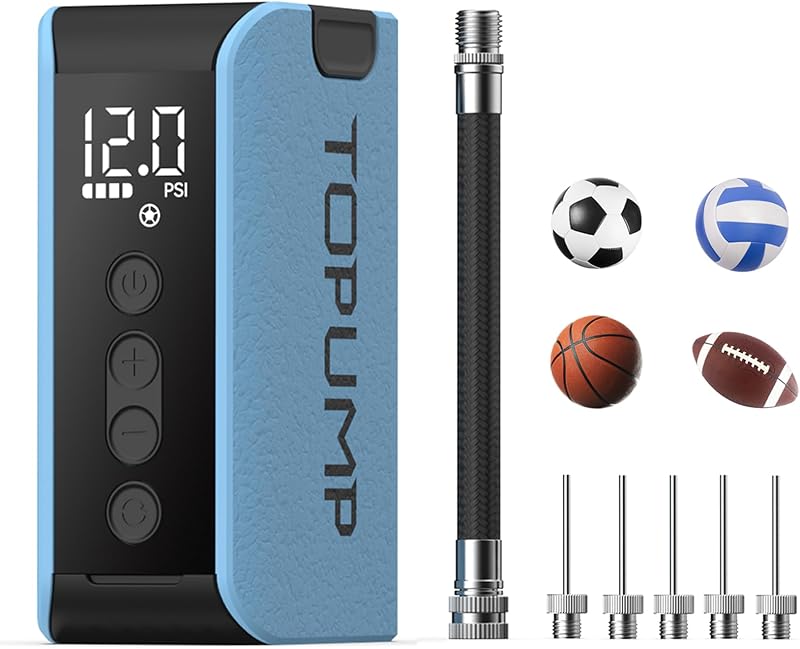 Bomba de pelota eléctrica con inflado y desinflado, bomba de pelota recargable portátil con manómetro (máx. 20 PSI), adecuada para baloncesto, fútbol, ​​voleibol y rugby | Max 20PSI, inflación y deflación, apagado automático, ligero, portátil, para baloncesto, fútbol, ​​voleibol, rugby