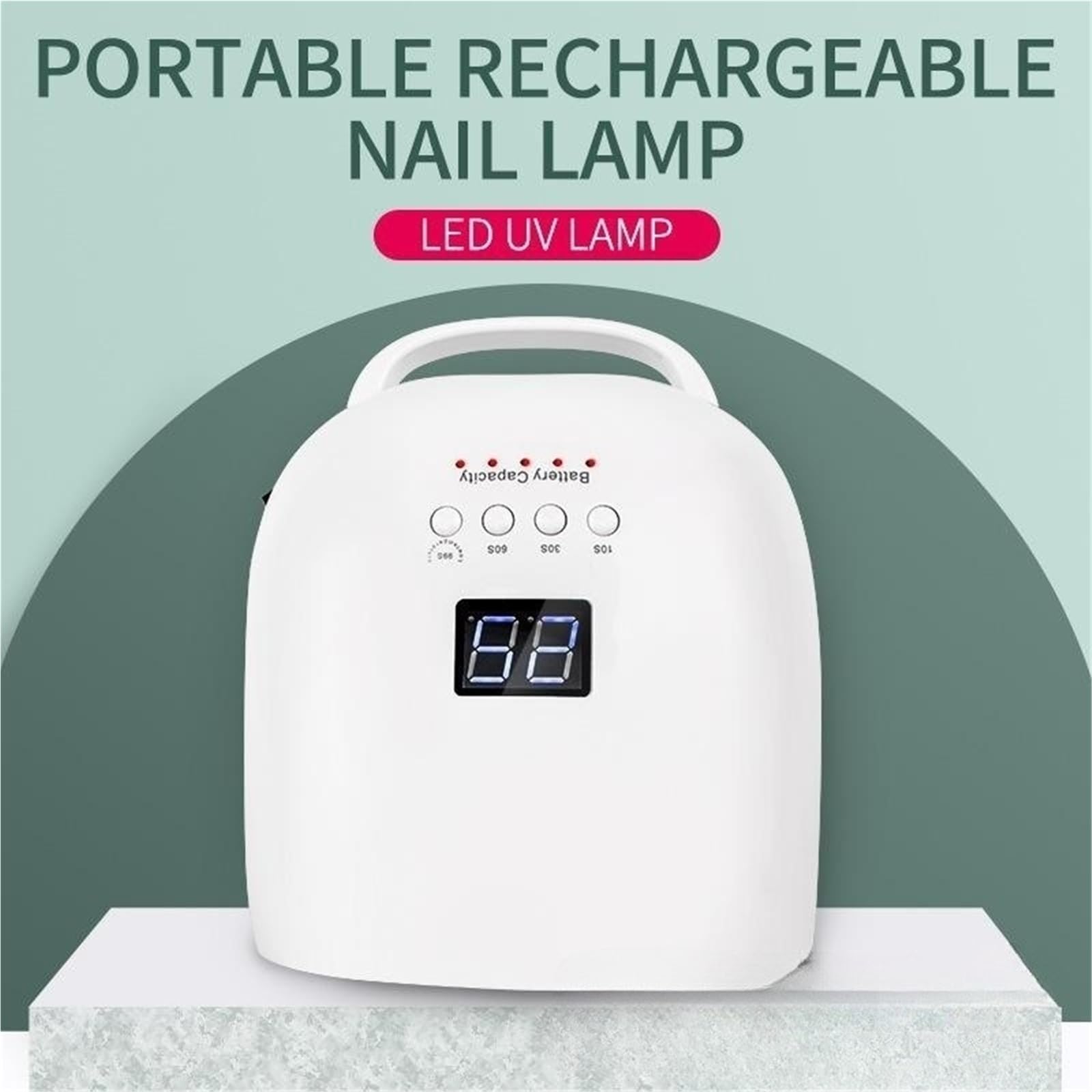 Lámpara UV para uñas, Lámpara de secado de uñas recargable de 86 W, máquina de secado de esmalte de gel, luz roja, manicura con mango, lámpara UV LED for uñas(Bianco)