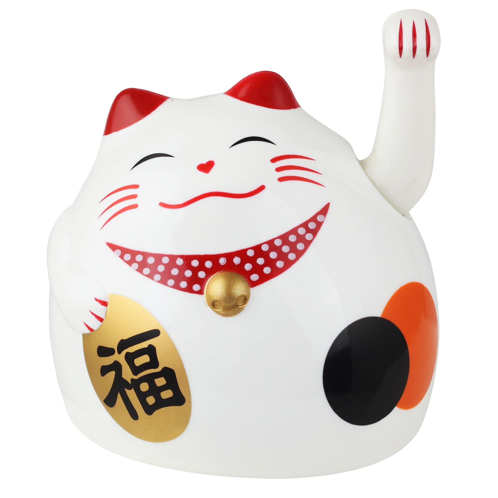 Freak Scene White Roundish Lucky Cat - Maneki Neko - Waving Cat - 8 Cm