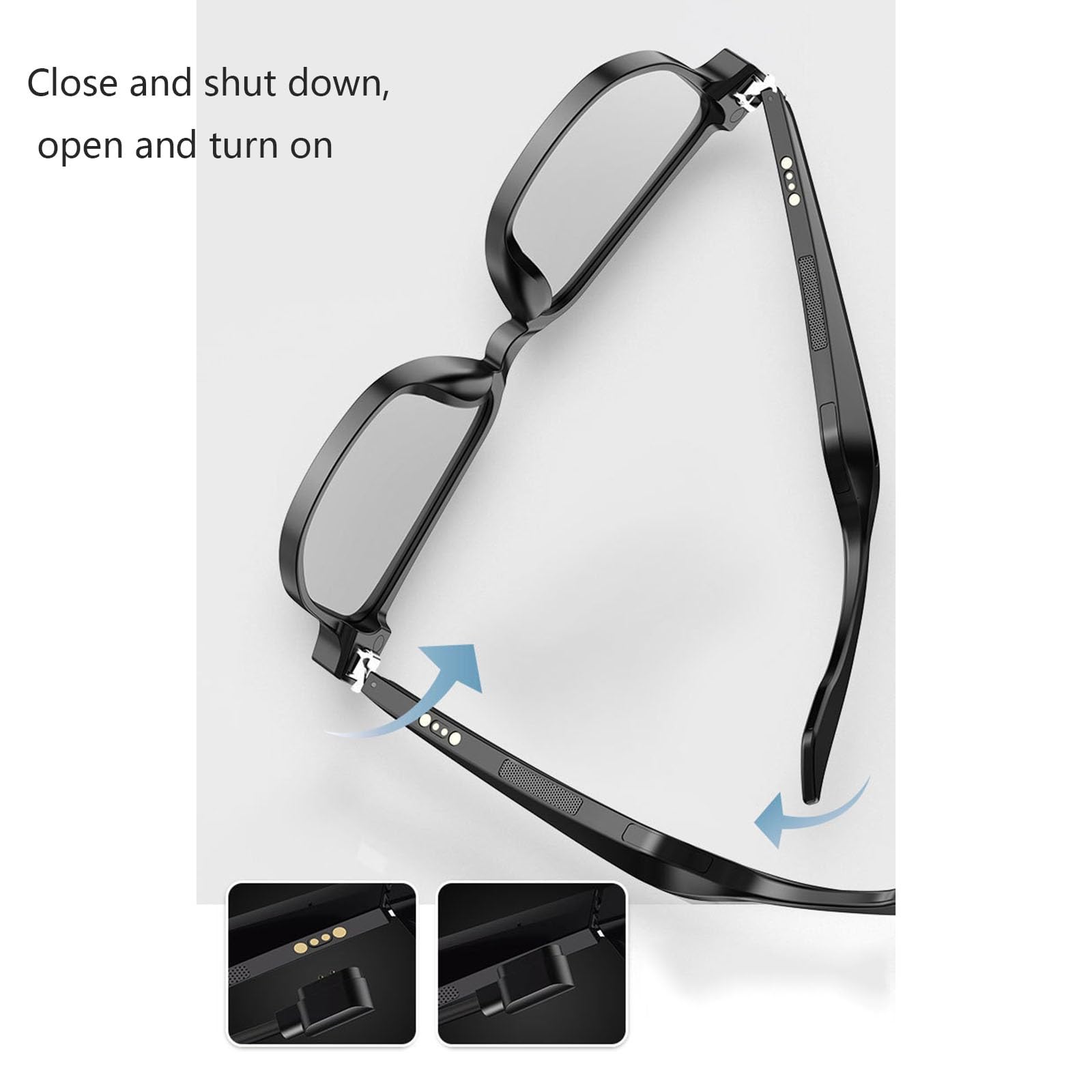 Lunettes de Soleil Connectée Oreillette Bluetooth à oreille unique haut de gamme | Casque sans fil mains libres avec double micro | Suppression du bruit | 4 heures d'utilisation | BT5.1 | Noir brillan