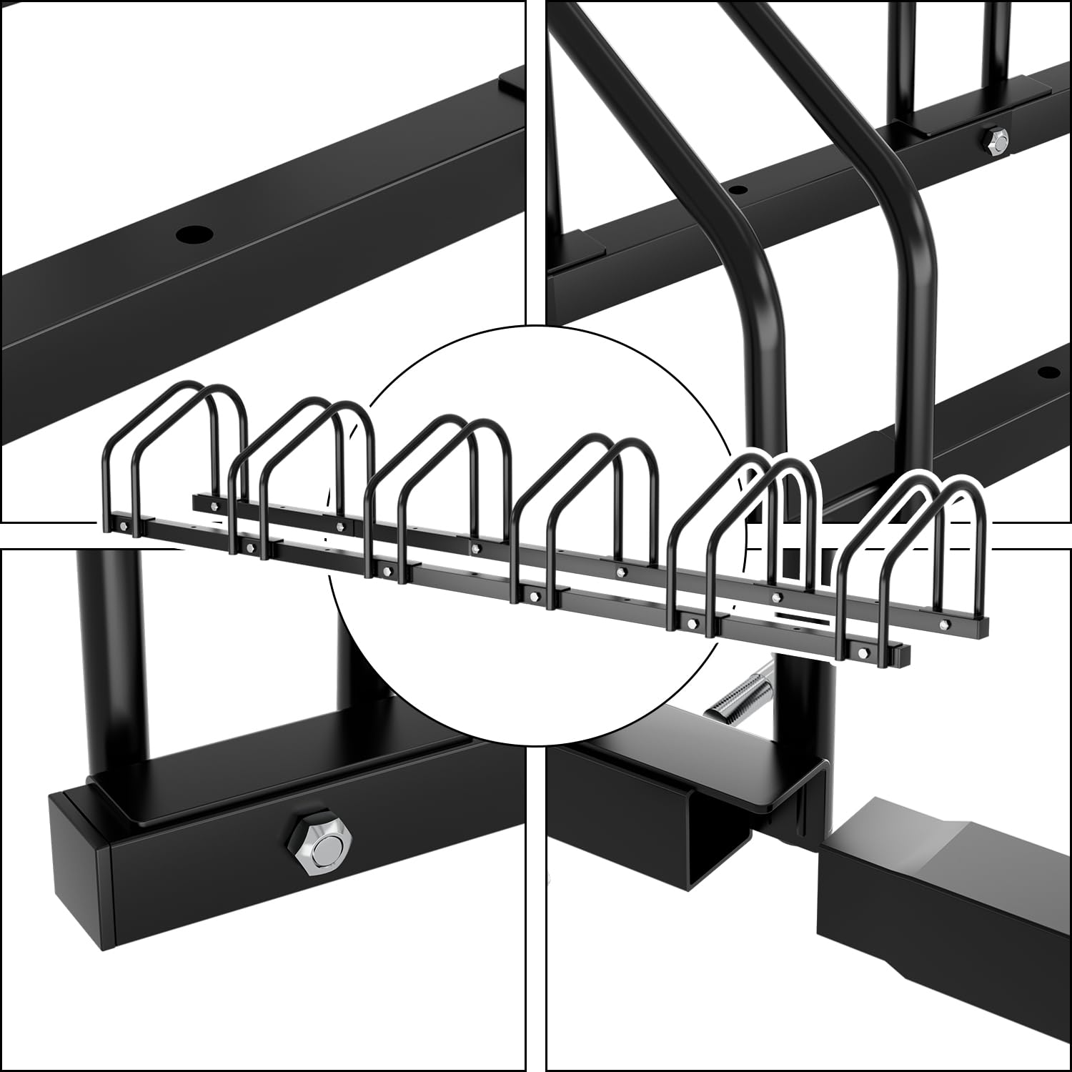 Fahrradständer für 6 Fahrräder, 35-55 mm Reifenbreite Mehrfachständer Aufstellständer Radständer Bodenständer, Fahrradständer Boden Mountainbike, HBT: ca. 26 x 160 x 32 cm, Schwarz