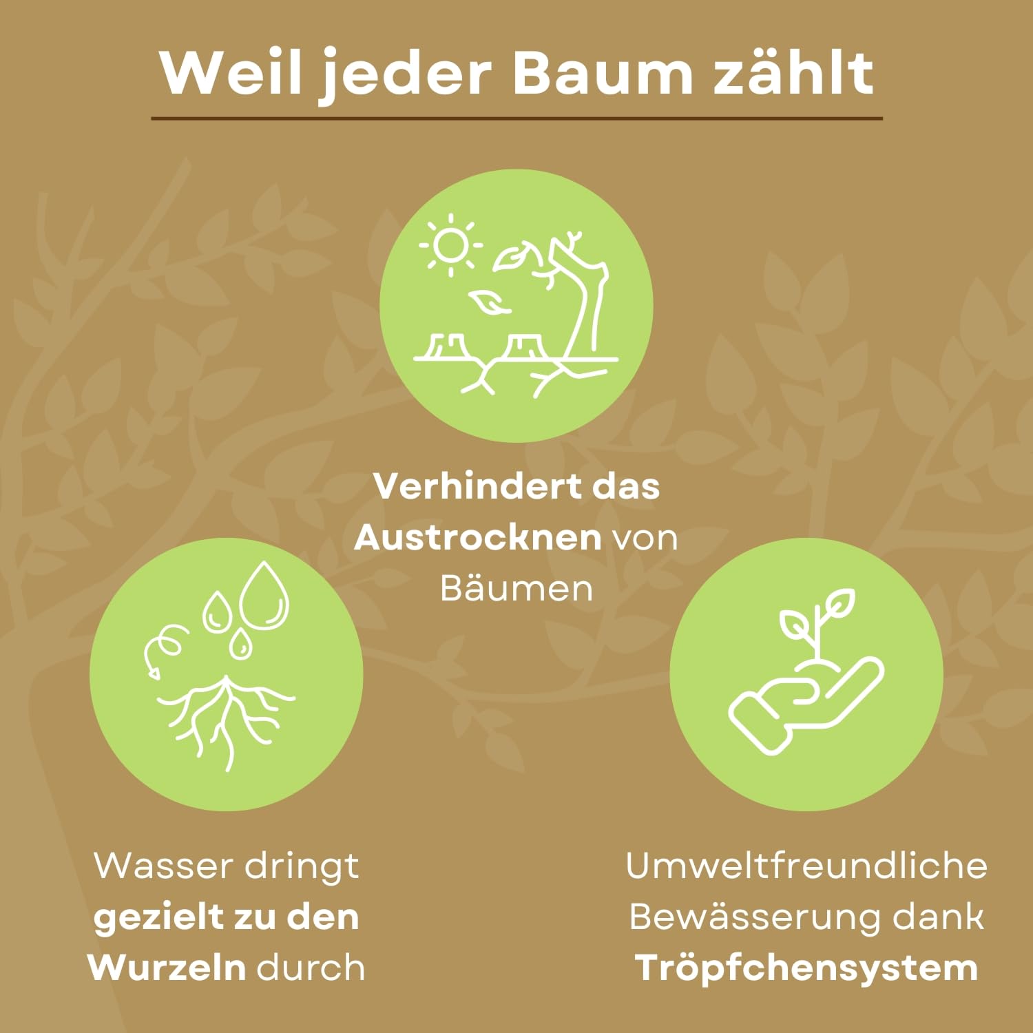 Bewässerungsringe für Bäume 2 x 75L / 98cm I Bewässerungssäcke aus PVC brauner Bewässerungs-Sack zur gezielten UV-Stabiler