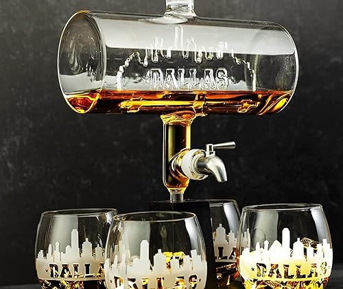 Miniatura 16 de Los Angeles California - Juego de decantador de vino y whisky de 37.2 fl oz con 4 vasos de whisky, dispensador de bebidas para whisky, bourbon