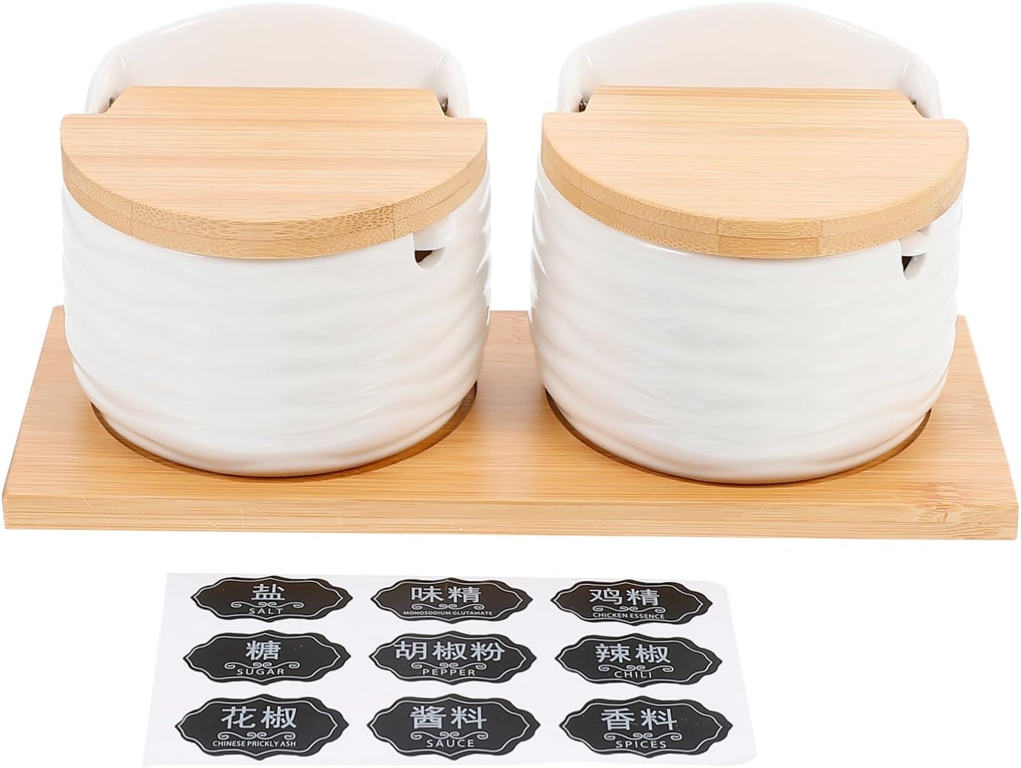 1set Ceramic Kitchen Spice Jars Lids Capacity Seasoning Storage Pots for Salt Pepper and Spices for Home and Restaurant Use