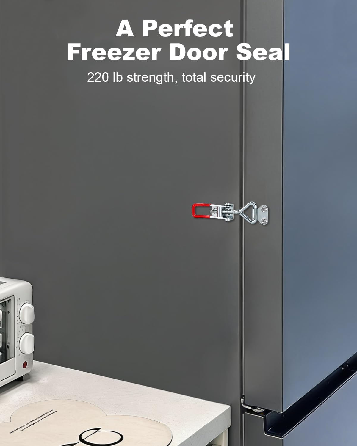 2 Pack Adjustable Toggle Latch 4001, Quick Release Toggle Clamp with 220lbs Capacity for Freezer, Toolbox, Smoker, Cabinet & Storage Case (Screws Not Included)