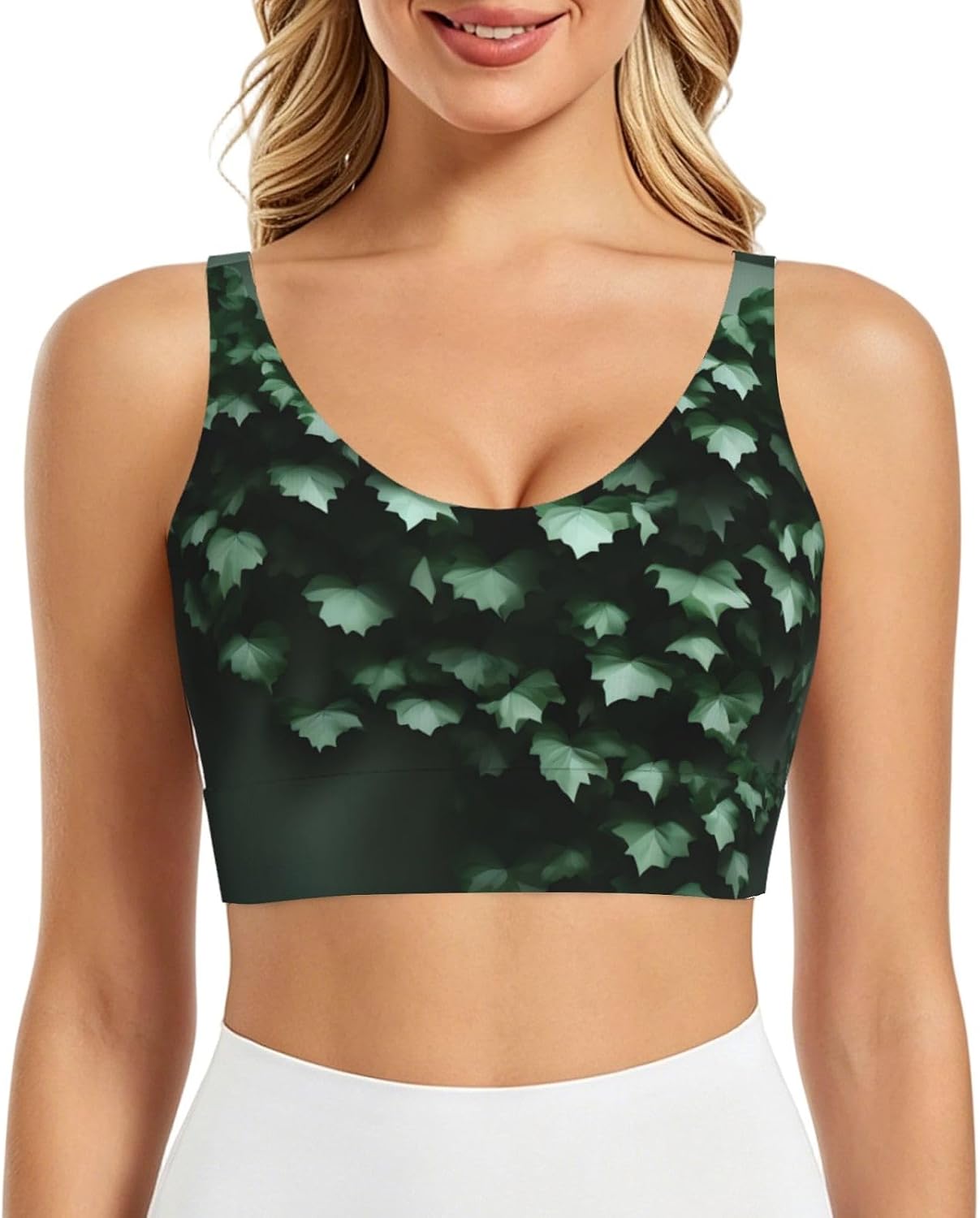 Green Creeper Women's Sports Vest, Light Running Gear, Soft Polyester for Fitness Exercise Outfit