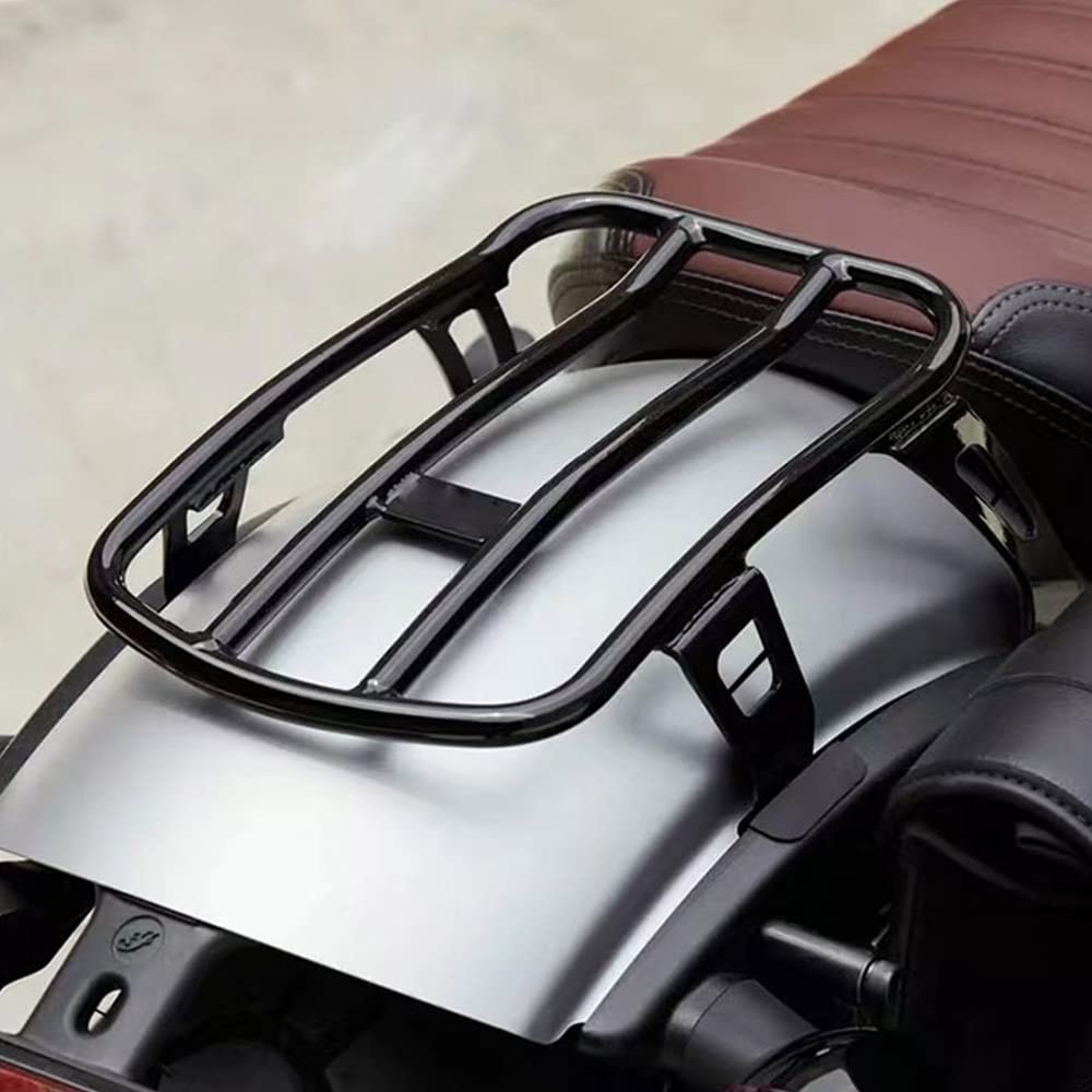 Stahl Kotflügel hinten Bolt auf Solo Gepäckträger für In-di-an Scout Bobber 2018-2019 2020 2021Motorrad-Zubehör Bright Black Motorrad Gepäckträger (Color : Schwarz)