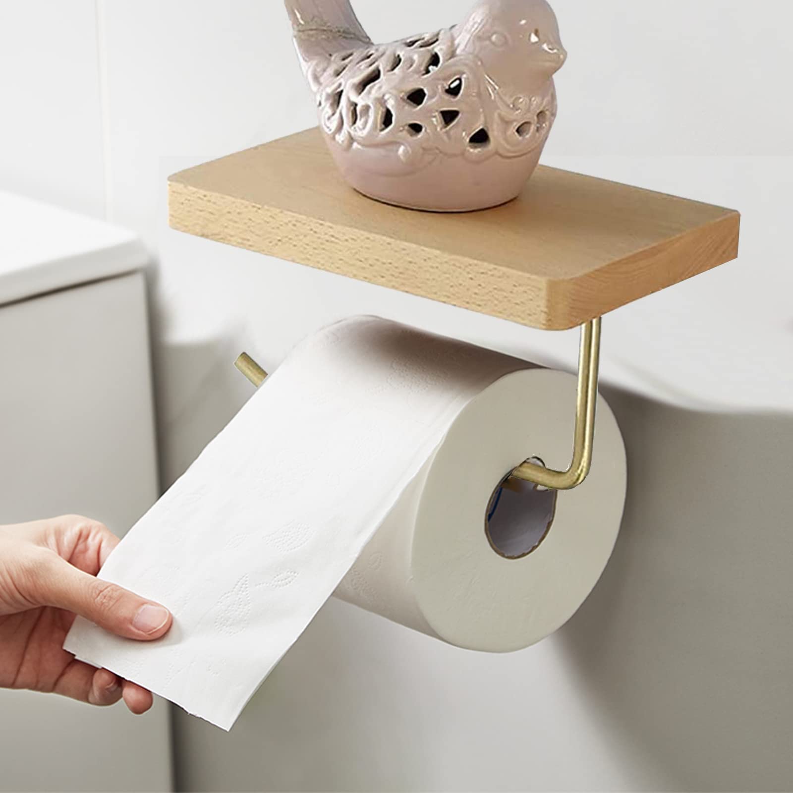 Toilettenpapierhalter Mit Ablage Im Industrie-Look – Wandmontage, Offene Spindel, Robustes Metall