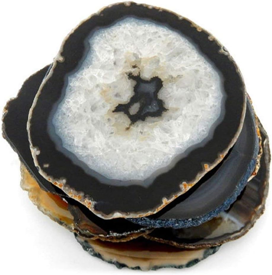 4 (Four) Agate Coaster - Brown Black Natural Tones Agate Coasters Rock Paradise COA (AM9B1)