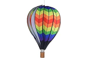 Whimsical 22-Inch Hot Air Balloon Spinner - Vibrant Double Chevron Rainbow