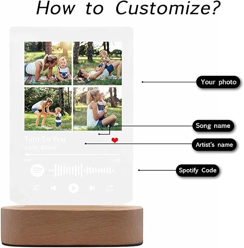 Miniatura 89 de Placa de Spotif personalizada con código de Spotif escaneable, regalos de fotos personalizados, cubierta de álbum de canciones acrílicas, regalos