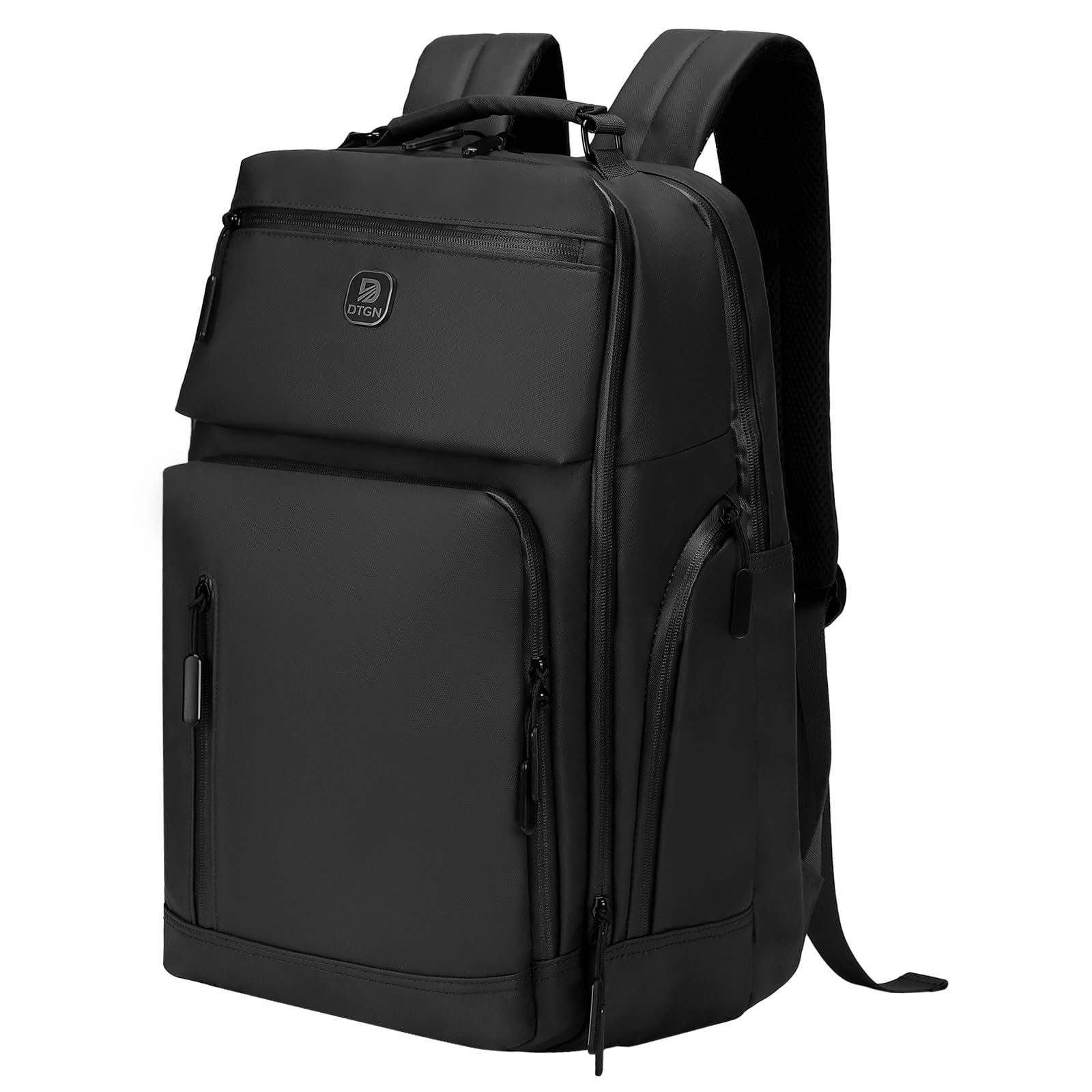 DTGN Large Capacity Water Resistant Laptop Backpack, 17 Inch Airplane Approved Durable Bag for College, Business Travel, Black