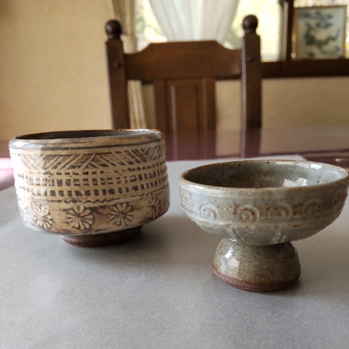 Amazon.co.jp: 三島手ぐい呑高坏盃小紋象嵌三島刻三島粉引刷毛目名品2