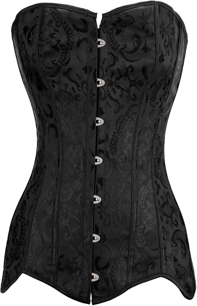 Demays Corset Tops for Women,Bustier Shapewear Lingerie,Lace Tied Tight Corset, Black L, S