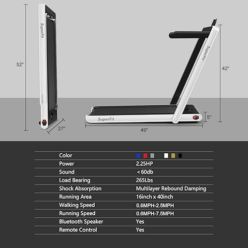 Miniatura 6 de GYMAX Caminadora, Caminadora Plegable de 2.25 HP con Aplicación Inteligente y Control Remoto, Monitor LED Bluetooth, Máquina Compacta para Correr