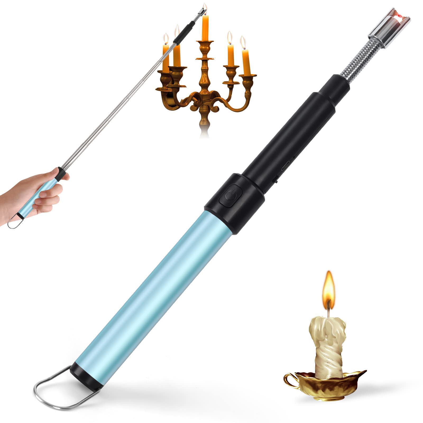 Navpeak Candle Arc Lighters Long Flexible Neck 70cm Rechargeable Telescopic Electric Flameless Lighter for Kitchen Fireplace Pilot Light