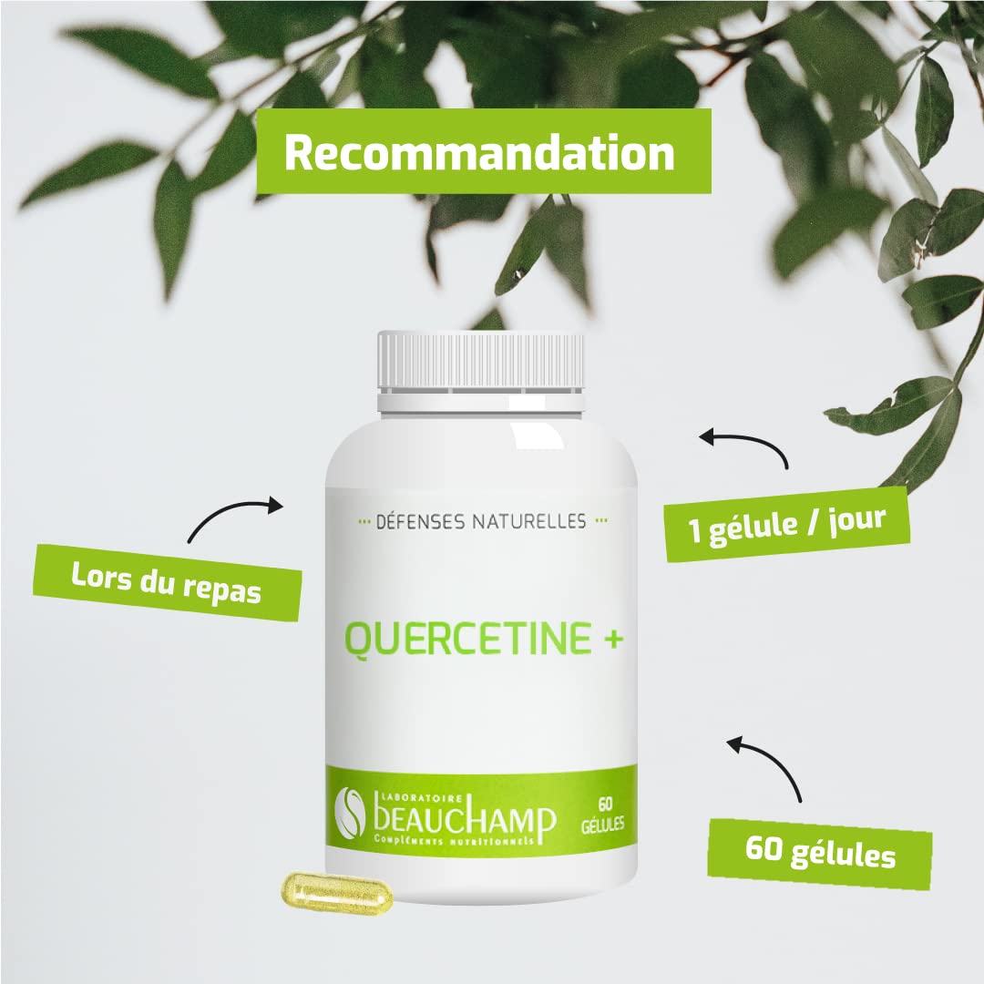 Complément alimentaire QUERCETINE + - 60 gélules - Maintient les défenses naturelles - Association avec Bromélaïne et Vitamine C - Développé en France