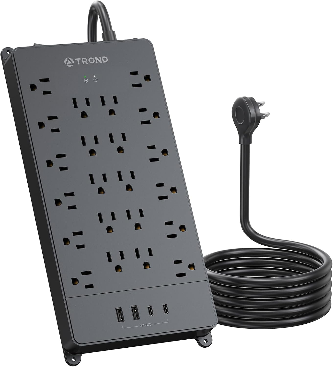 TROND Surge Protector Power Bar, 22 Widely Spaced Outlets 4 USB Ports