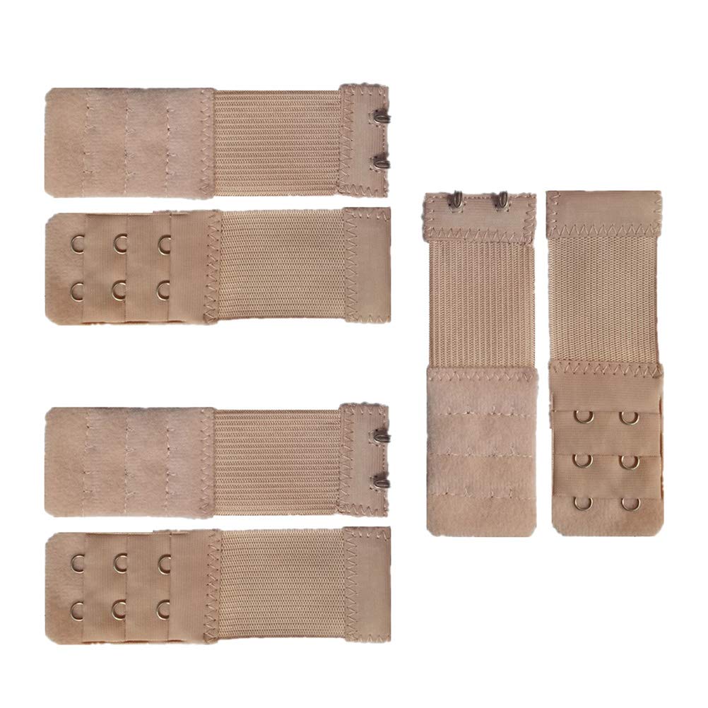 Artibetter Bra Extenders Elastic Extension Buckle Bra Lengthened Strap 6pcs (2 Hooks, Apricot)-image-41