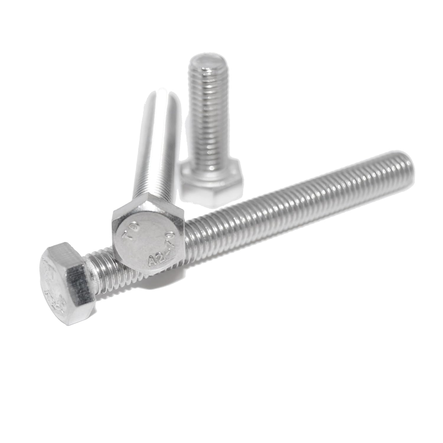 Hex Screws M10 x 20, Pack of 25, DIN 933 A2, Stainless Steel, Full Thread Machine Screw