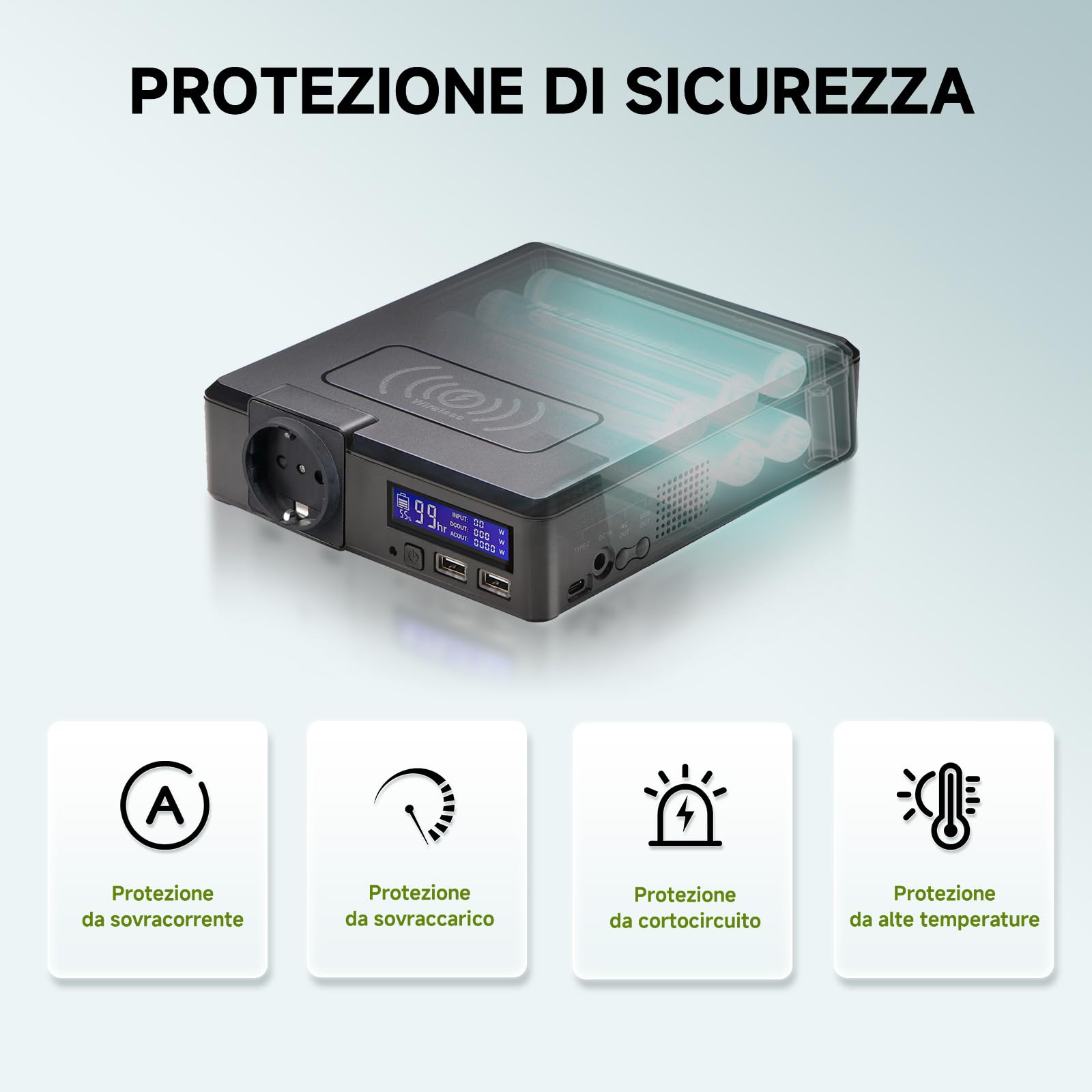 ALLPOWERS S200 Centrale Elettrica Portatile, 154Wh/41600mAh Station Power Bank con 200W Presa AC, 60W USB-C, Uscita Wireless, Generatore solare per Campeggio, Emergenza, Casa, Viaggi