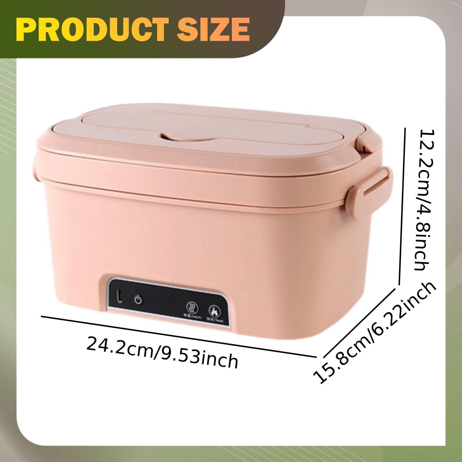 Scaldavivande Elettrico Cordless con Contenitore in Acciaio Inox Lunch Box Ricaricabile Scomparto Posate Antigoccia Riscaldamento Veloce, Rosa