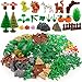 BroTex Plants Tree Accessories Jungle - Botanical Parts Bricks Flower Leaf Forest Flower Plants Pieces Building Blocks Set, Animals Farm Squirrel Birds Grass Garden House Toy (Without Baseplate)