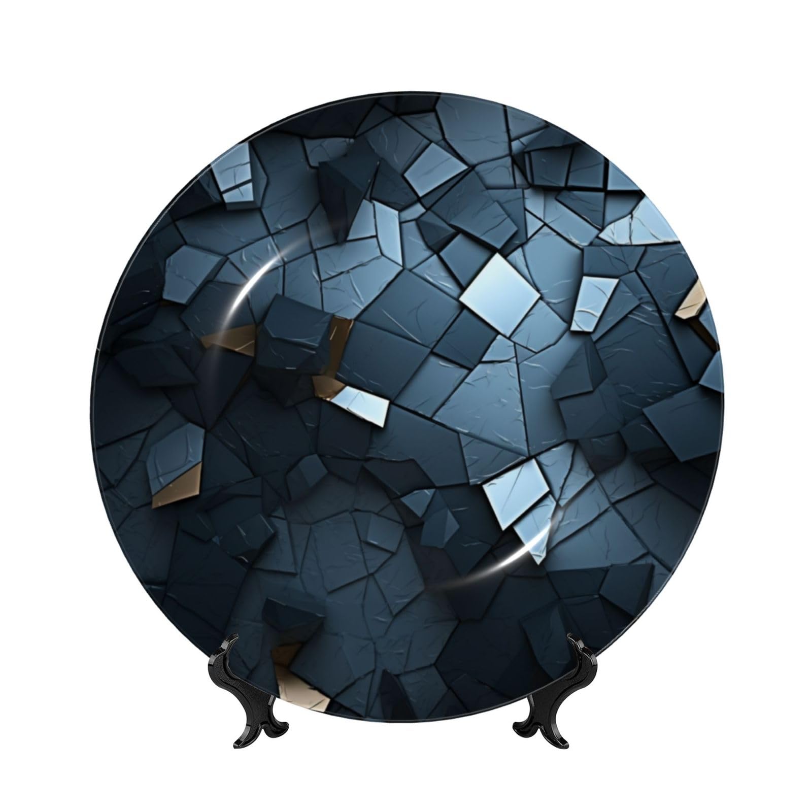 Assiette en porcelaine anglaise déco mosaïque grise pour embellir vos murs de bureau