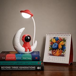Lexton Astronaut Moon Shaped LED Study Table Lamp for Kids | Soft Eye Protection Desk Lamp with 360° Adjustable Neck for R... Price In India