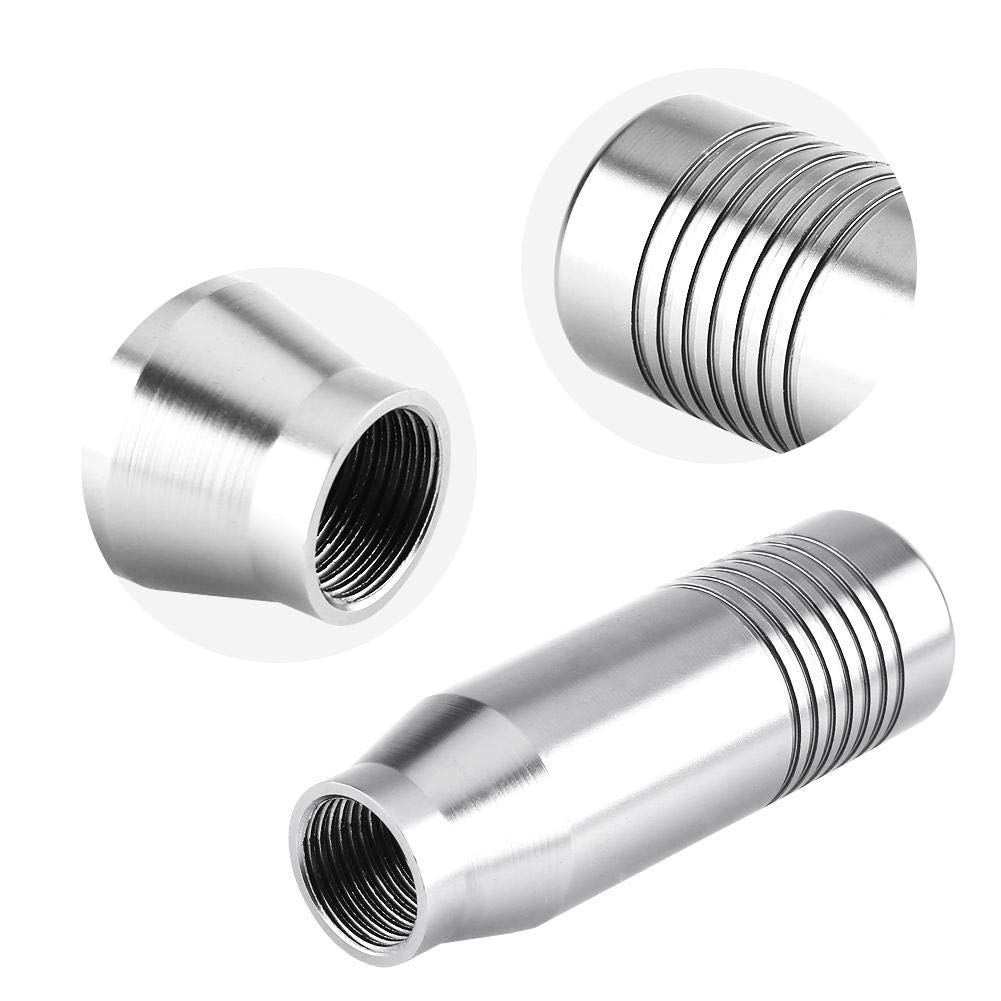 EVGATSAUTO Ręczna gałka zmiany biegów samochodu, uniwersalna dźwignia zmiany biegów ze stopu aluminium, ręczna gałka dźwigni zmiany biegów Głowica drążka (srebrna)