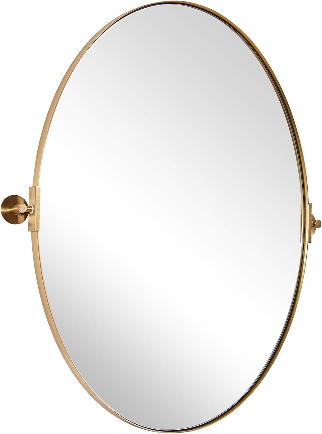 MOON MIRROR Vanity Wall Mirror, 22x30 Brushed Gold Oval Bathroom Mirror in Stainless Steel Frame 1" Deep Set Design, Wall Mounted Mirror Hangs Vertical: Home & Kitchen