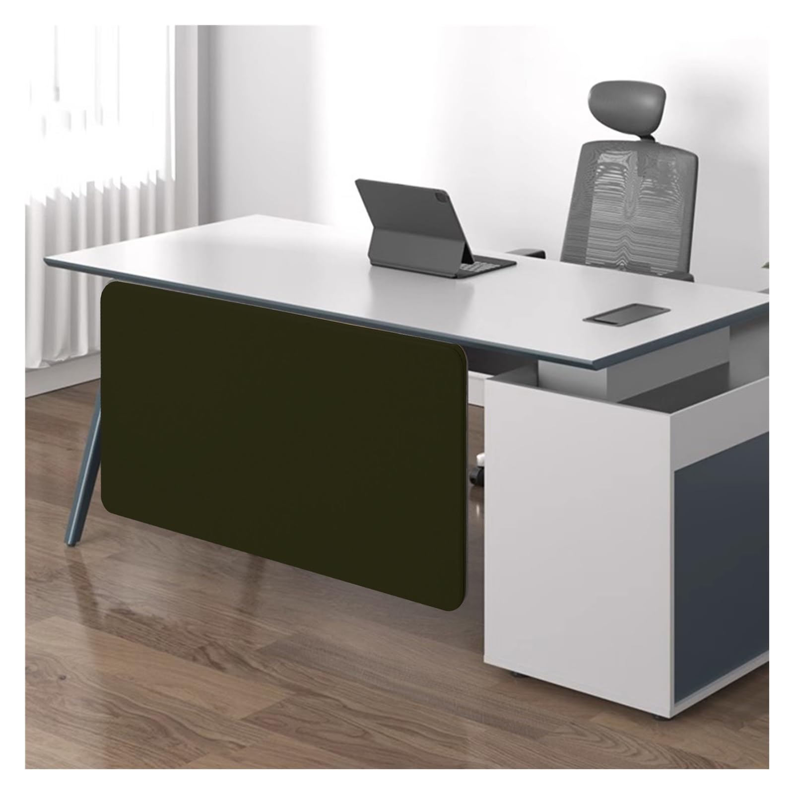 JYHHCYS Under Desk Privacy Panel, Universal Desk Divider Acoustic for Sit Stand Workstations 80 120 140 160 Cm, Office Desk Dividers Partitions Mount Over Or Under Yours Desk(Black,LxH 130x60 cm)