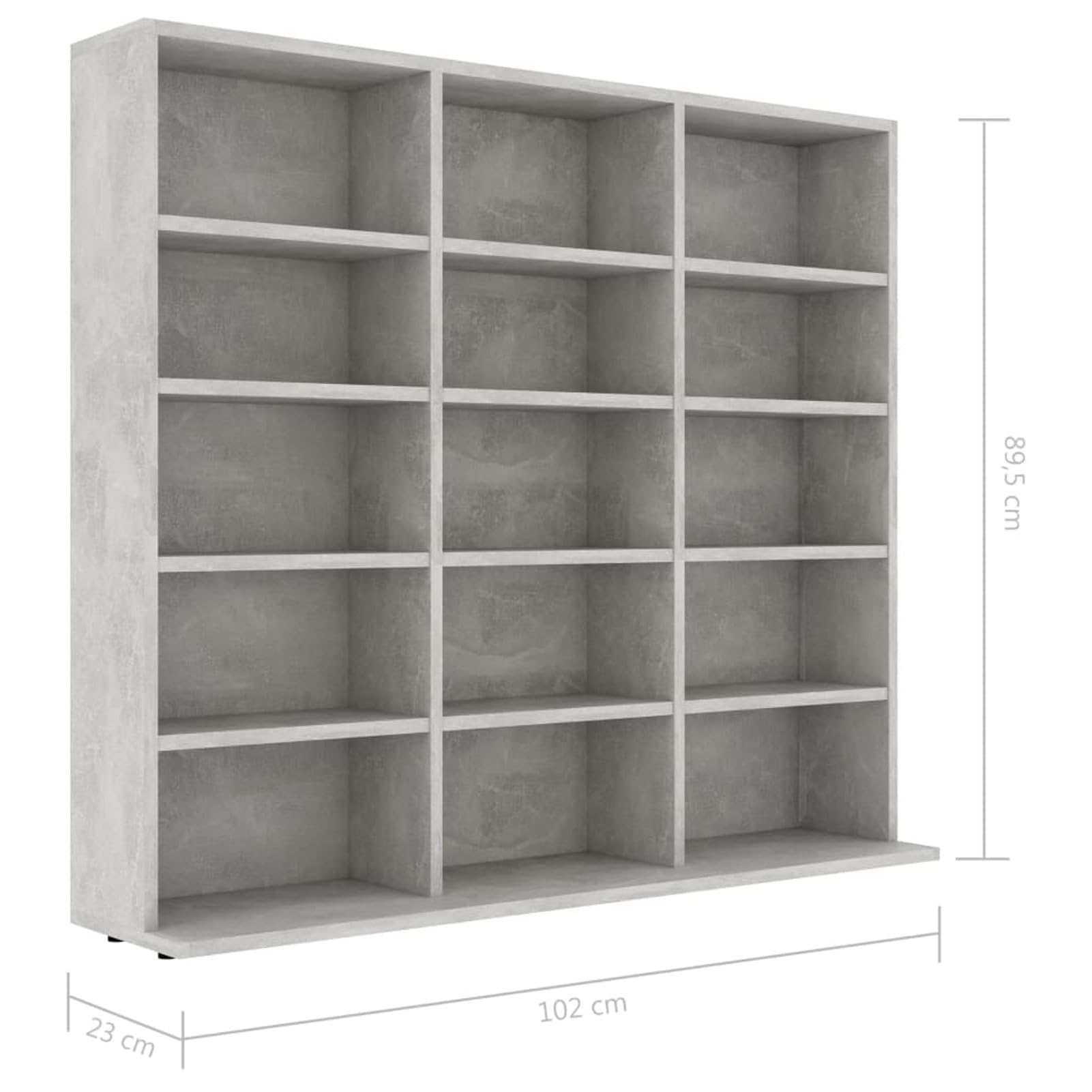 Gecheer Mobile Porta CD, Scomparti Aperti 15 vani, Dimensioni 100x23x89,5 cm, Legno Multistrato, Mobile per Collezione CD e Dvd, Libreria per Soggiorno, Studio e Camera da Letto