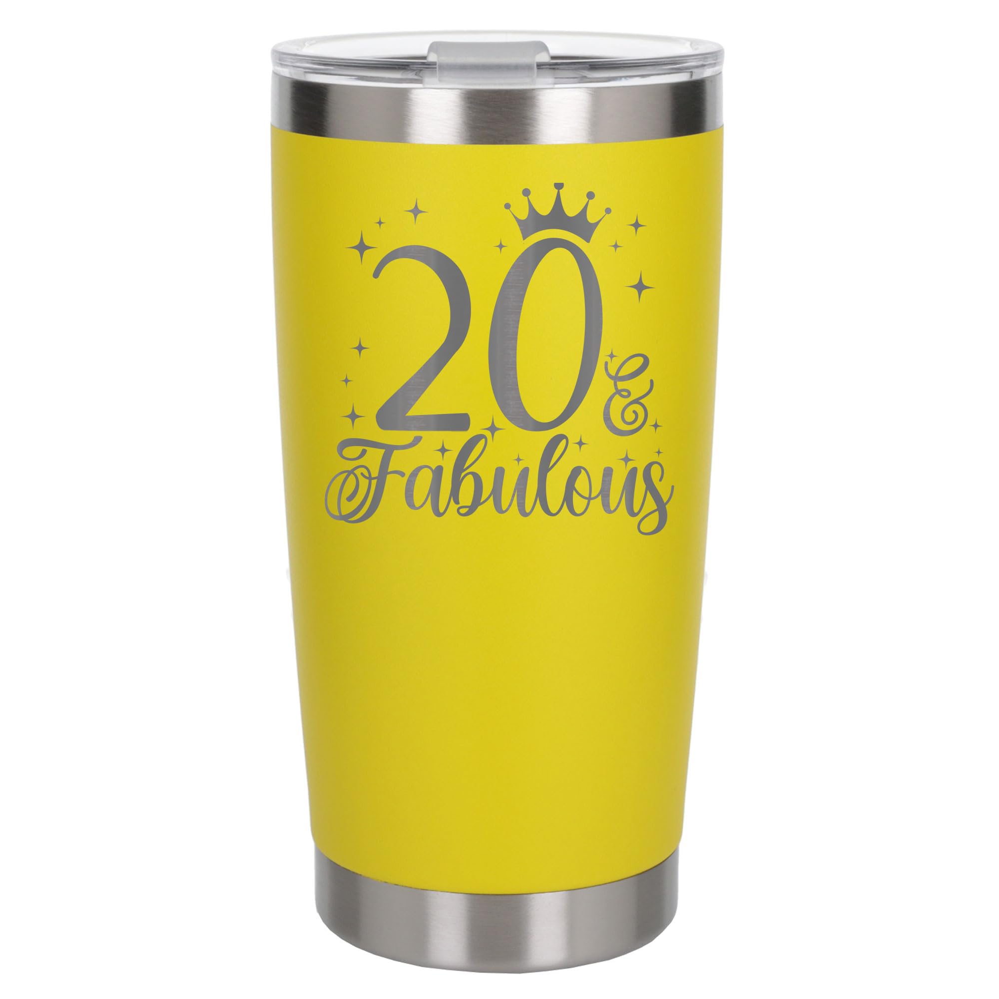 Always Looking Good 20th Birthday Gift 20 & Fabulous Engraved Insulated Travel Mug Gift for Her Present for 20 Year Old Yellow Thermal Coffee Flask Travel Mugs with Lids