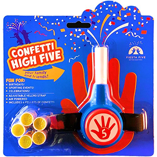 FiestaFive - Confetti High Five HandHeld Toy Shooter with 6 Refills (Red/White/Blue)