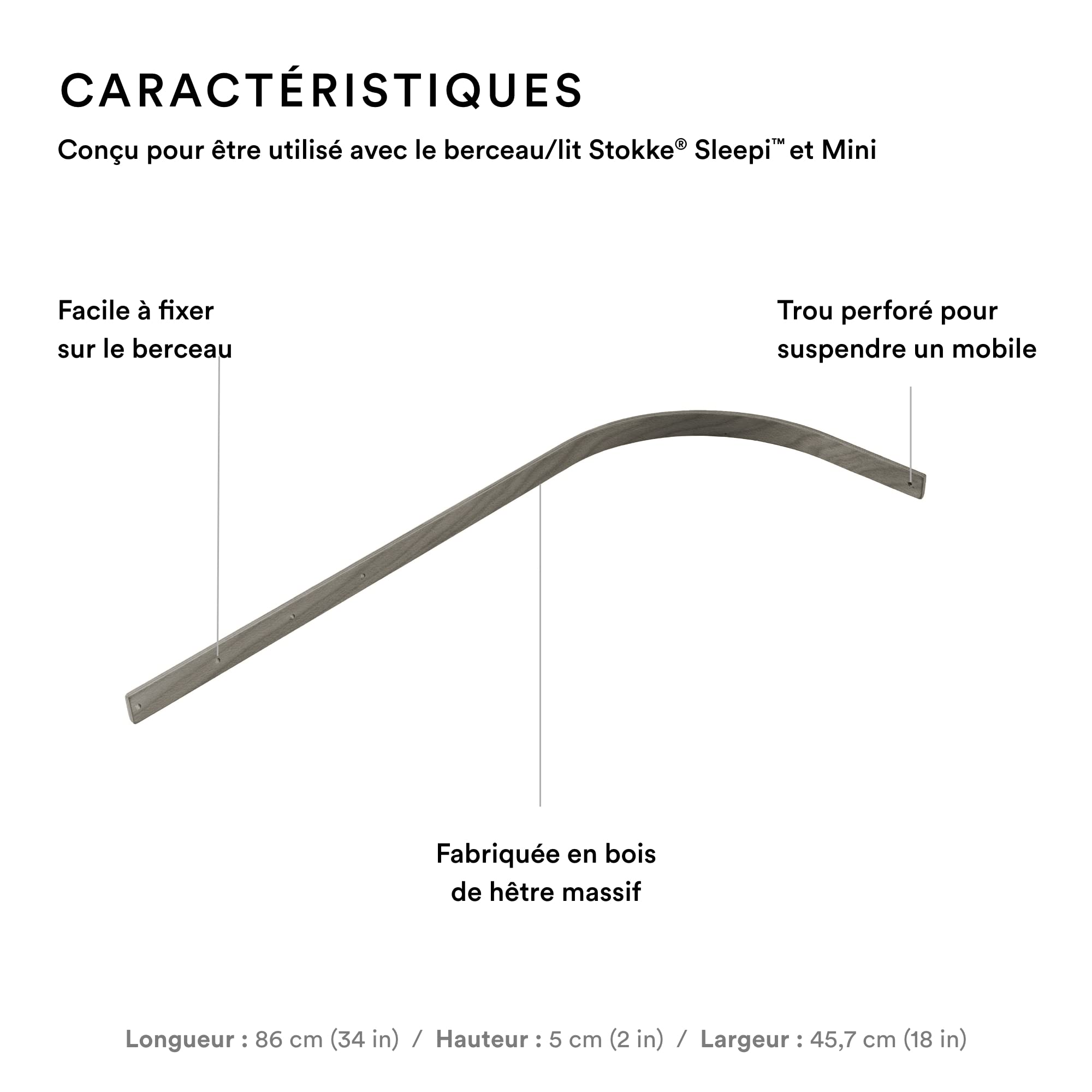 Stokke Sleepi Flèche De Lit V3, Blanc - Fabriqué En Bois De