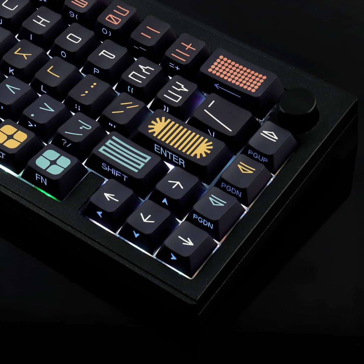 PBT Keycaps, 131 Keys Custom Black Shine Through Side Engraved Trasparente Keycaps Cherry Profile Dye Sublimation for Cherry MX Switch ANSI & ISO Layout Mechanical Keyboard