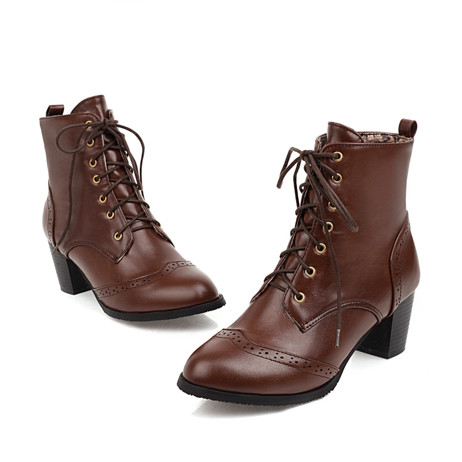Damskie zimowe buty sznurowane z grubym obcasem, koreańskie krótkie buty na zimne dni, wytrzymałe, jakość handlu zewnętrznego, modne wydanie z eleganckim wzornictwem