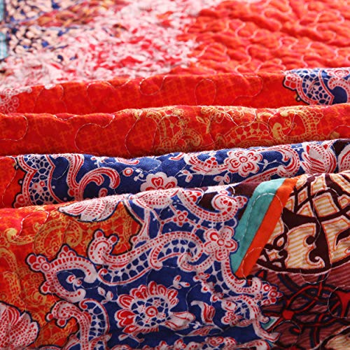 Exclusivo Mezcla Cotton Boho Stripe Quilted Throw Blanket, Reversible Colorful Printed Quilt Blanket, 50X60 Inch, Machine Washable And Dryable #TOP4