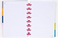 Vista 2 de Talia - Cuadernos de notas con tapas, planificador, personalizables, (Marble Flow rosa con discos rosa de los 90, Junior