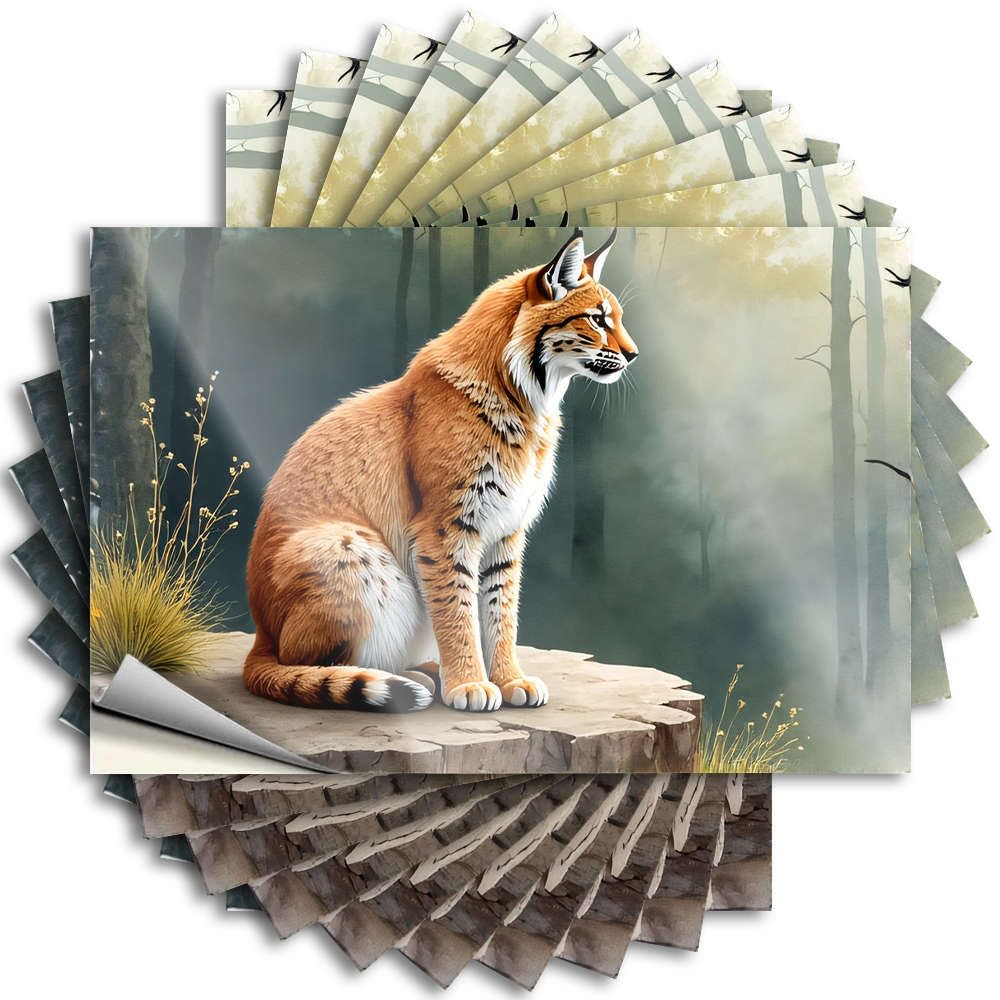 Boys Bedroom Decorations, Decal Funny Garage Quote Stickers, Accent No Residue Decals for Luggage | Coffee Party Favor Custom A Majestic Lynx Perched On A Stump in A Misty Forest(8X12CM)