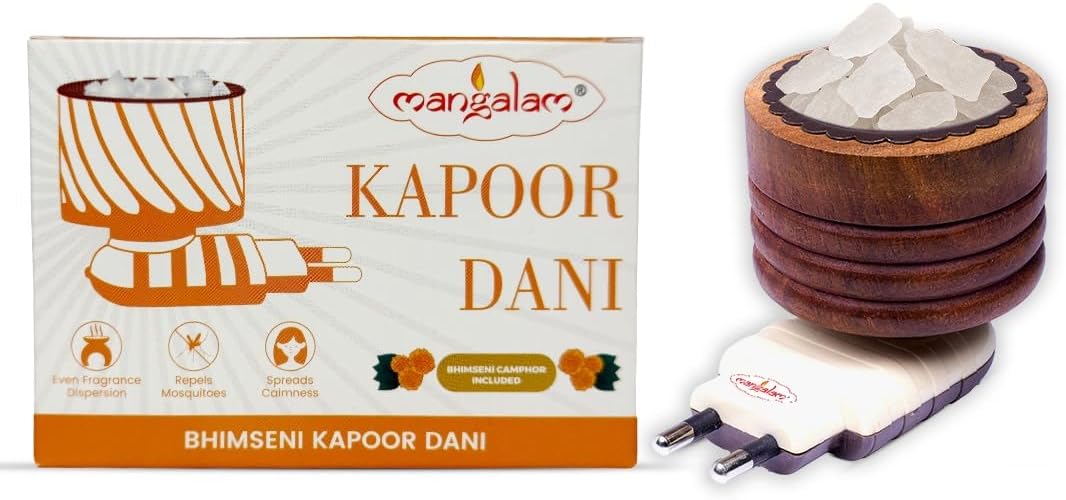 Mangalam 木製 Kapur Dani - Bhimseni ディフューザー | エッセンシャルオイル | 天然オイル | Bakhoor