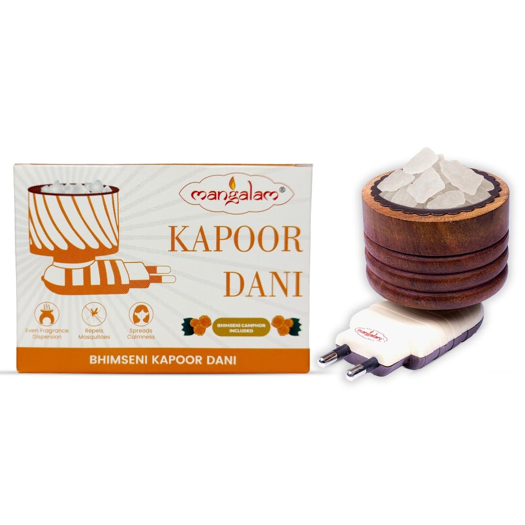 MANGALAM Wooden Kapoor Dani - Bhimseni Diffuser | Essential Oil | Natural Oil | Bakhoor