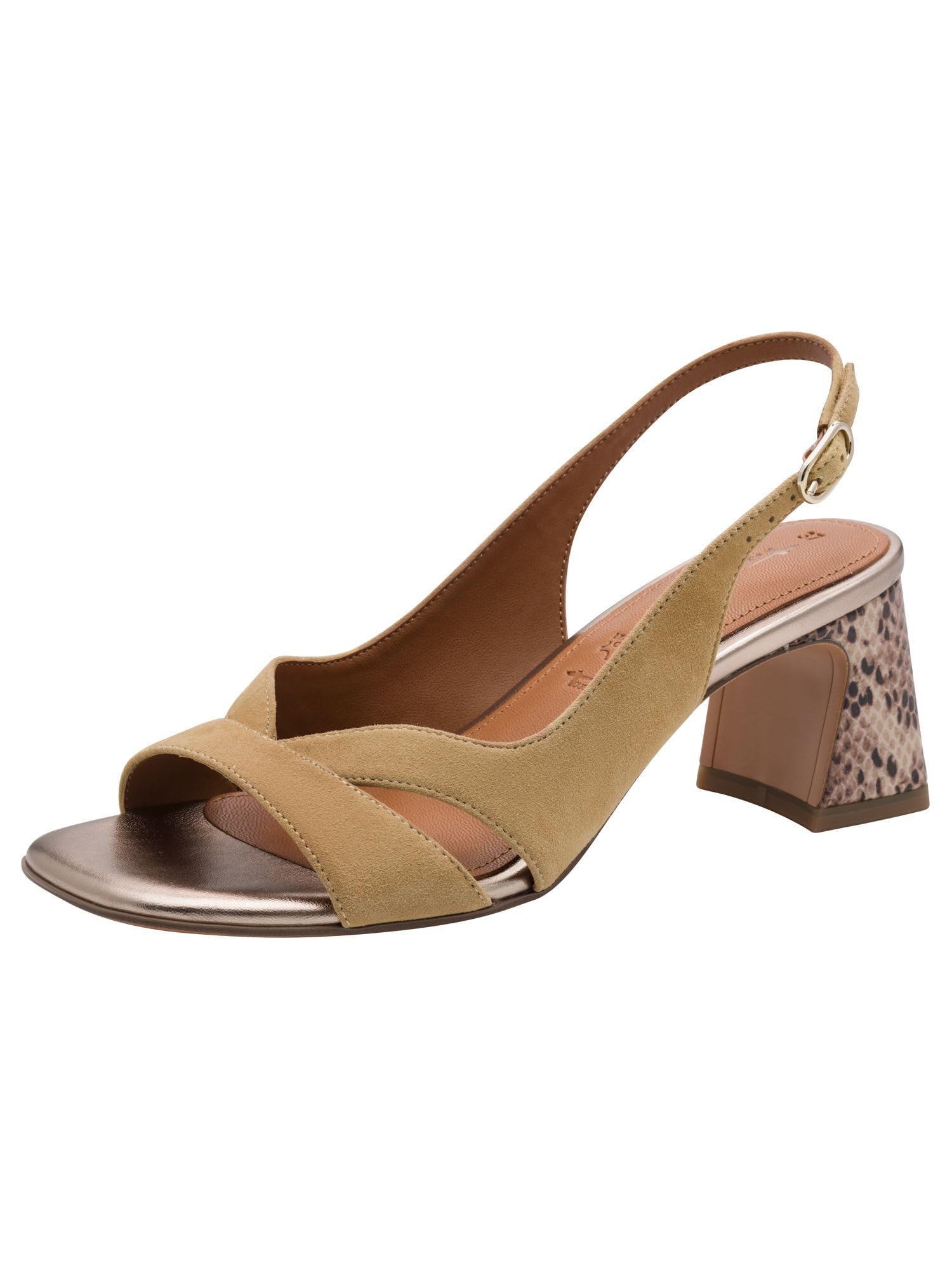 Tamaris Women’s sandal with block heel leather beige 6.5 UK