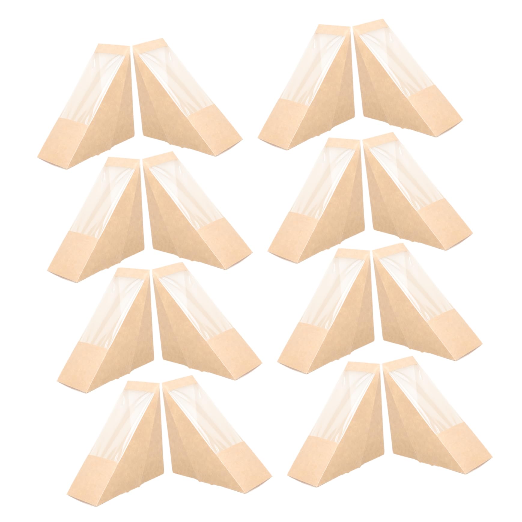 Scatole per Sandwich Triangolari 100 Pezzi Carta Kraft Beige | Finestra Trasparente, Leggere e Portatili, per Tea Room e Uso Domestico