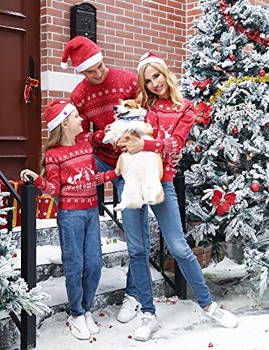 Image of Aiboria Matching Family Ugly Christmas Reindeer Snowflakes Sweater Pullover for Women /Men /Boys /Girls