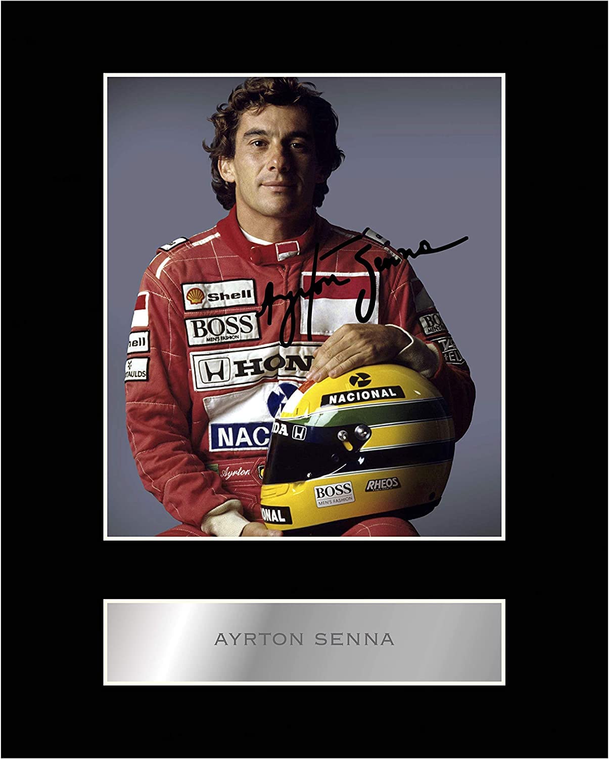 Generic Ayrton Senna Pre Printed Signature Signed Mounted Photo Display #11 Printed Autograph Picture