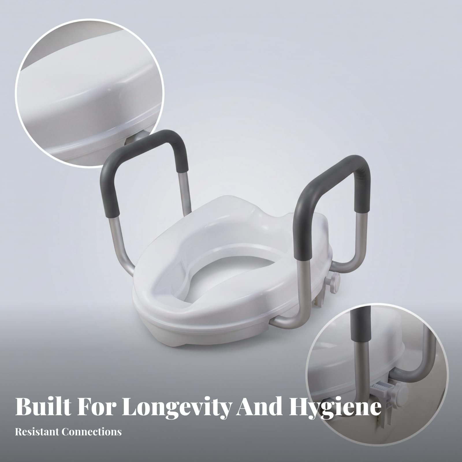 Sharplace wc-sitzerhöhung mit haltegriffen | Stabil, erhöhter Toilettensitz, ergonomisch, Sanitärbedarf, für Badezimmer, häusliche Pflege, Senioren, 6CM, Ohne Deckel